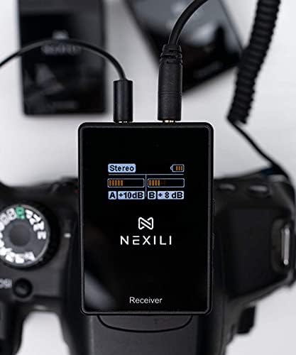 Nexili Voco Wireless Lav Duo Kit מערכת מיקרופון 2.4GHz, מסך LED, קומפקטי, תואם למצלמות DSLR, מצלמות וידיאו,