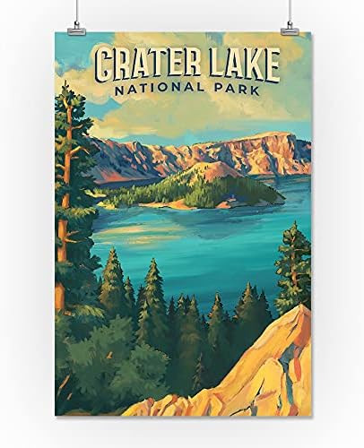 פנס עיתונות מכתש אגם הפארק הלאומי, אורגון, שמן ציור הפארק הלאומי סדרה