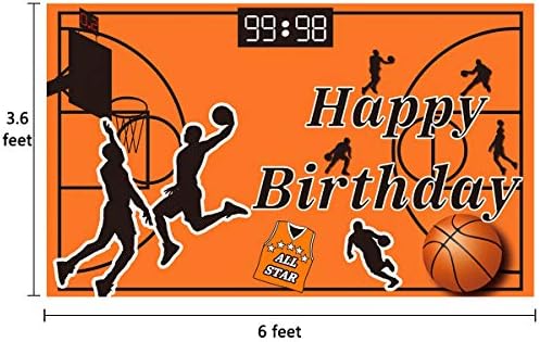 אושינמי כדורסל יום הולדת שמח אספקת קישוטים למסיבת רקע לבנים בן באנר יום הולדת לילדים, שלטי כדורסל