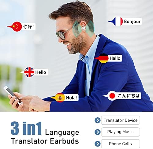 מתרגם שפות אוזניות מתרגם לא מקוון תומך ב-144 שפות מתרגם שפות קוליות מיידיות באינטרנט עם אוזניות
