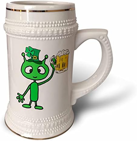 3drose Martian ירוק מצחיק בכובע שמרוק שותה רחוב בירה - 22oz שטיין ספל
