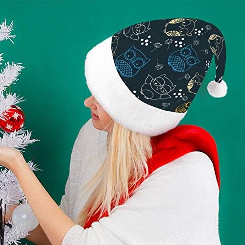 חג המולד סנטה כובע, כהה ינשוף חג המולד חג כובע למבוגרים, יוניסקס נוחות חג המולד כובעי לשנה חדשה