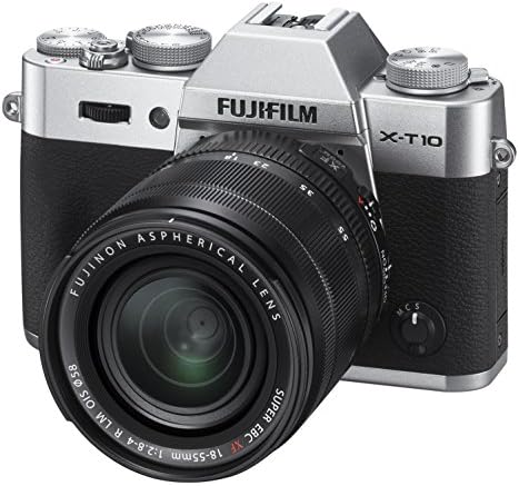 פוג ' יפילם אקס-טי 10 ערכת מצלמה דיגיטלית ללא מראה כסופה עם עדשת 18-55 מ מ 2.8-4. 0 ר מ אויס-גרסה בינלאומית