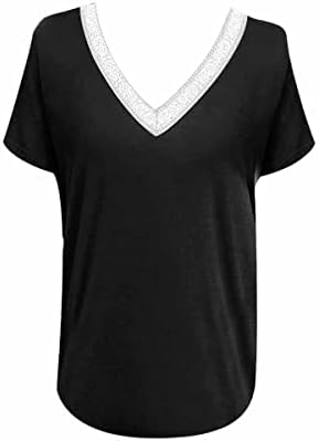 נשים קיץ חולצות מוצק צוואר סוודר פסים טוניקת חדש קצר שרוול טמפרמנט נוסע חולצת טי מקרית חולצות