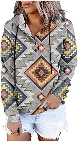 Niuqi נשים קפוצ'ון מזדמן סוודר צמרות אצטק אצטק סווטשירטים שרוול ארוך עם כיס קנגה