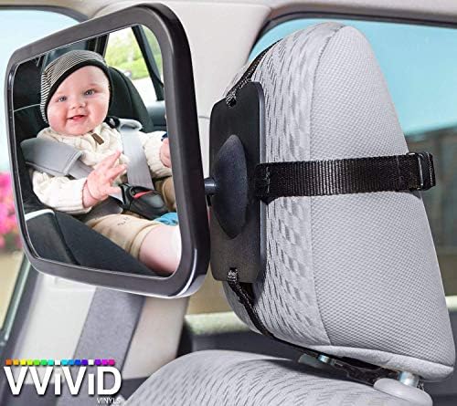 משענת ראש vvivid רכוב אחורי מושב אחורי מתכוונן מראה בטיחות לתינוק - 9 אינץ 'על 5.75 אינץ'