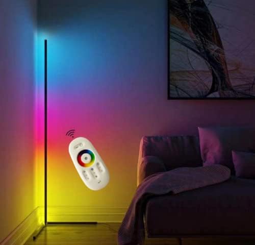 מנורה פינתית של Glozilla RGB עם שלט רחוק - מנורת רצפת RGB מודרנית בהחלפת RGB - תאורת מצב רוח רב -צבעונית