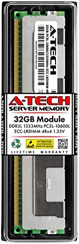 שרת A-Tech ערכת 64GB ערכת DDR3 / DDR3L PC3L-12800 1600MHz ECC עומס ECC מופחת 4RX4 1.35V 240 פינים LRDIMM Quad