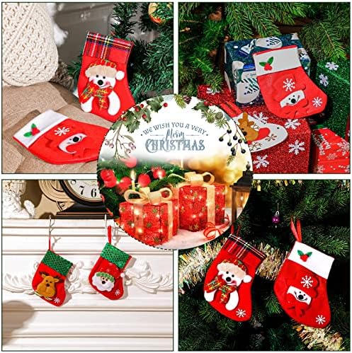 36 חתיכות גרבי חג מולד קטנות 6.8 אינץ 'איילים 3D סנטה גרבי חג המולד מיני גרבי ממתקים אדום וירוק גרביים מגוונים