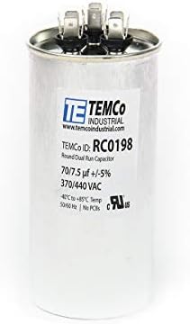 TEMCO 70+7.5 UF/MFD 370-440 VAC VOLTS עגול CAPACITE
