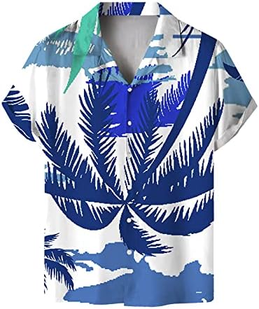 2023 גברים חדשים מזדמנים פרחים פרחים מודפסים חוף הוואי הוואי כפתור שרוול קצר מטה חולצת שמלה לבוש עמוק