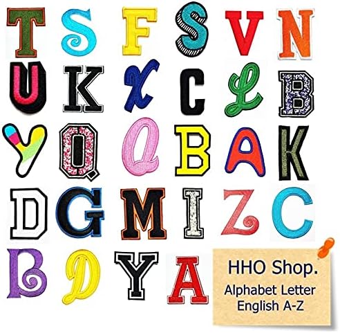 טלאי HHO בגודל אדום בגודל 2 אינץ '. אלפבית מכתב M ברזל על טלאים בית ספר מכתב ABC אנגלית אפליקציות מדבקות