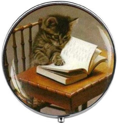 חתול קריאת ספר - ספר מאהב גלולת תיבת-סופר מורה גלולת תיבת-זכוכית סוכריות תיבה