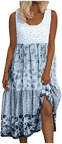 שמלות קיץ של נוקמופו לנשים 2023 הדפס פרחוני חוף שמלת מקסי שמלת שרוול ארוך צוואר עגול חוף שמלת