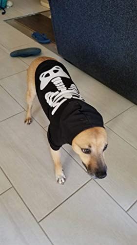 קפוצ'ונים שלד שלד כלב דפויי כלב קפוצ'ונים גולגולת זוהרת חולצה חמודה גור חתלתן תלבושות עצמות בגדים