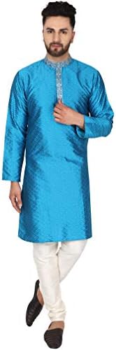 Skavij's Art's Art Silk Kurta Pajama חליפה הודית חליפה מסורתית