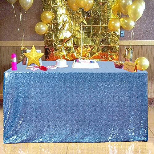 Aixhn Sequin שולחן שולחן babyblue 60 x120 מלבני נוצץ אלגנטי מפות שולחן נצנצים לאירועי עוגת מסיבות לחתונה