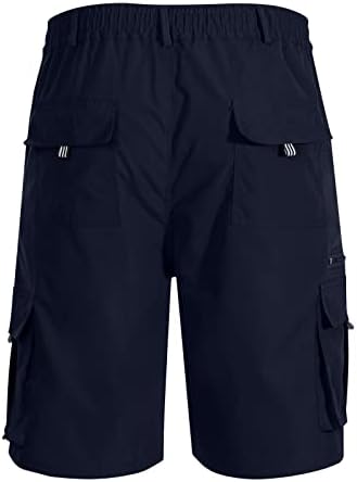 מכנסי מטען של Ozmmyan לגברים מכנסי מטען באורך ברך מוצק עם מכנסי רוכסן ישר בכיס ישר