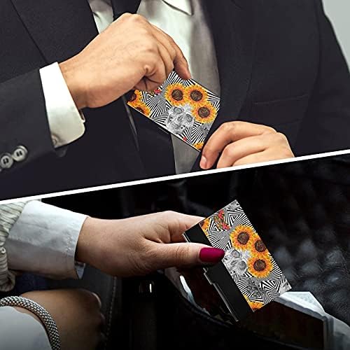פרפרים חמניות גולגולת עסקים כרטיס מחזיק עבור נשים גברים כרטיס ביקור מחזיק מקרה עם עור אשראי כרטיס אישי כרטיס מזהה