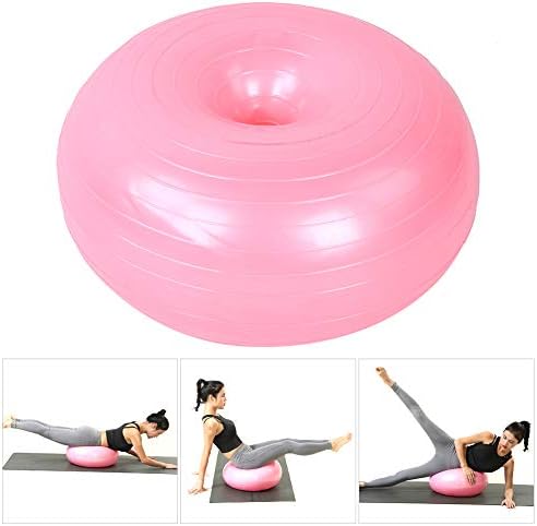 כדור יוגה - כדור תרגיל של 50 סמ - צורת סופגנייה ורודה של PVC - כסא כדור יוגה - מאמן איזון - תרגיל ישיבה מתנפחת