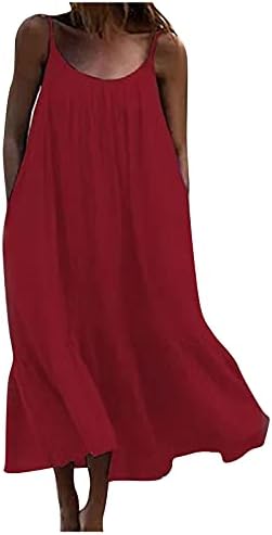 שמלות קפיץ לנשים צבע אחיד עם שרוולים ארוכים ללא שרוולים רצועות רצועות רצועות שמלת חגורת צוואר עגול
