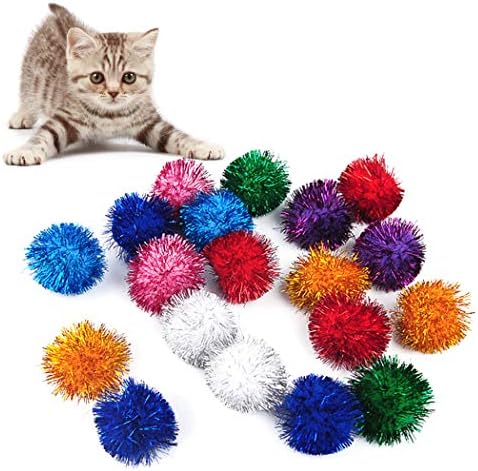 25 ממ קטיפה כדור חתול צעצועים, חתול האהוב של מרדף גליטר כדור צעצוע, צבעוני ניצוץ פום מצחיק פום כדורי ניצוץ