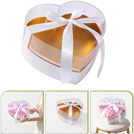 סטובוק קופסת מתנה בצורת לב, קופסאות מתנה לפרח יוקרתי עם מכסה חלון לסידור פרחים חג האהבה דקורטיבי אריזת עטיפה נוכחית