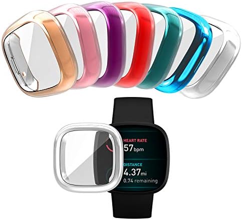 מארז מגן מסך Wugongyan תואם ל- Fitbit versa 3 TPU רך מכסה מלא מארז הגנה על אביזרי Fitbit Sense Smartwatch