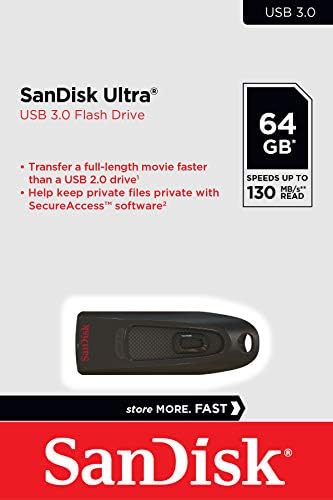 Sandisk 64GB Ultra 130MB/S USB 3.0 כונן פלאש SDCZ48-064G צרור עם קורא כרטיסי GORAM
