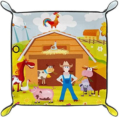 Lyetny Cartoon Farm Estate בעלי חיים תרנגול פרה חזיר סוס מארגן מגש אחסון קופסת מיטה מיטה קאדי שולחן עבודה