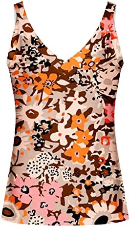 נערות ללא שרוולים 2023 צוואר עמוק כותנה גרפי טרקלין קאמי טנק חולצה אפוד חולצה סתיו קיץ טי לנשים