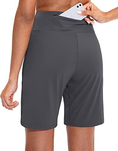 מכנסיים קצרים של Santiny Bermuda לנשים עם כיס רוכסן נשים מותניים גבוהות מכנסיים קצרים ארוכים עבור אימון אימון
