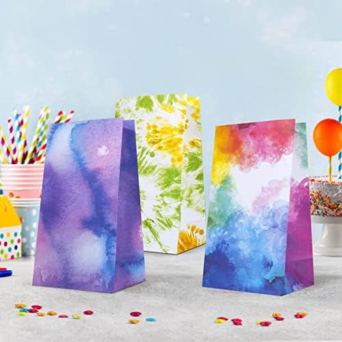 24 יחידות נייר גודי שקיות צבעוני לטפל שקיות לילדים מסיבת יום הולדת רטרו מסיבת קישוטים, 4 עיצובים