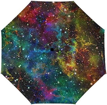 יקום צבעוני ערפילית שמיים זרועי כוכבים 3 קפלים מטריית נסיעות נגד אולטרה סגול מטריות אטומות לרוח מטרייה פתוחה אוטומטית
