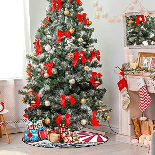עץ חג המולד של גל יפני מחצלת עץ אטום למים שטיח מחצלת מגש מתחת לאביזר עץ חג המולד לאספקת בית הגנה על הרצפה 28