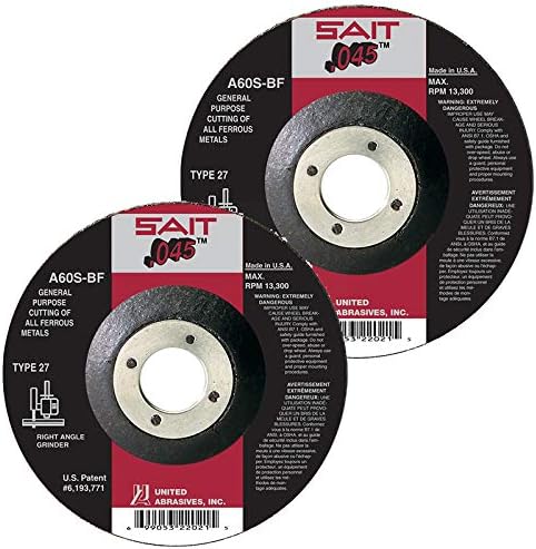 SAIT שוחק גלגלים חתוכים A60S סוג 27 גלגל חיתוך מטחנות 4-1/2 אינץ 'x 7/8 אינץ' ארבור כמות 25