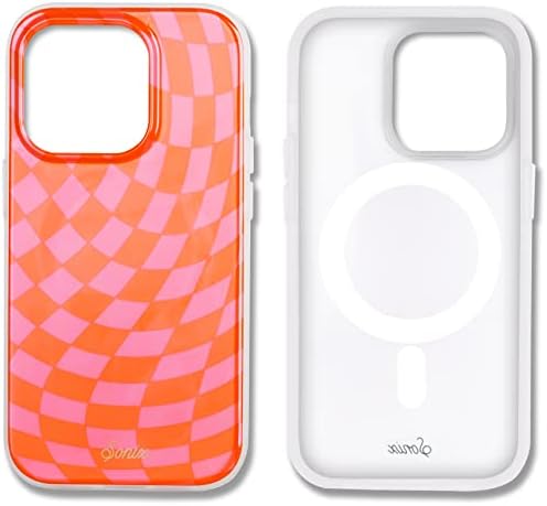 Sonix Checkmate Pink Orange Case + Maglink Car Mount עבור Magsafe iPhone 14 Pro Max