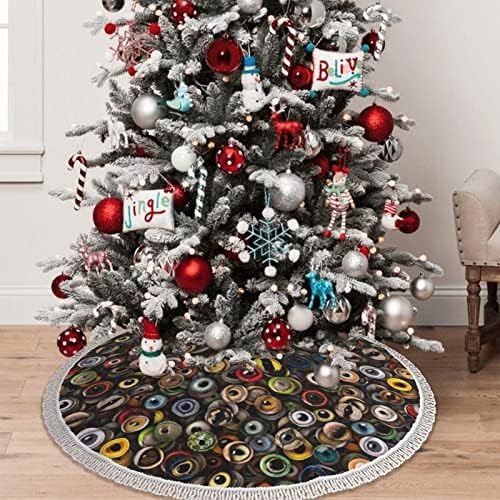 חצאית עץ חג המולד 48 - כדורי עיניים חצאית עץ מודפסת עם קישוט עץ עץ חג המולד לחג חג המולד