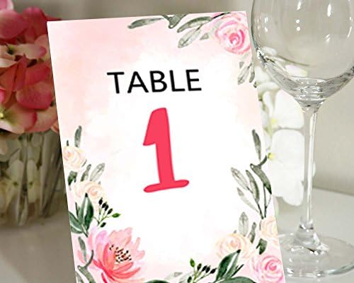 יקירי מזכרות כפול צדדי הדפסת קליגרפיה פרחוני שולחן מספרי חתונה קבלת שולחן כרטיסי דקור-5 איקס 7