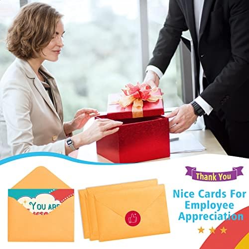 כרטיסי הערכת עובדים של Wernnsai - 24 כרטיסי תודה עם מעטפות ומדבקות כרטיסי עידוד צבעוניים על הערכה והכרה