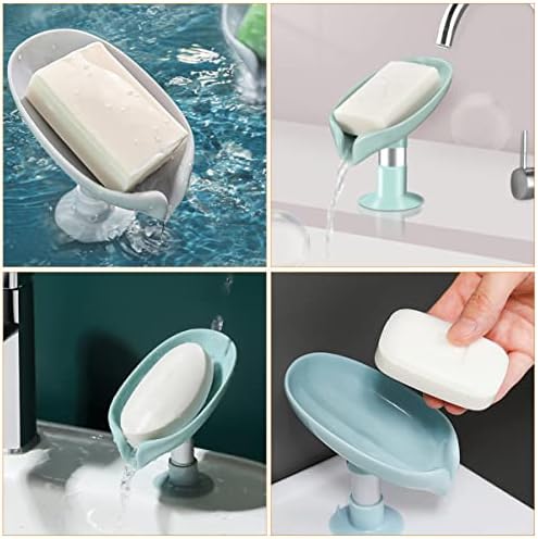 6 PCS קופסאות ניקוז סבון מתלי אחסון מברשות מחזיקי סבון לנקים עצמיים