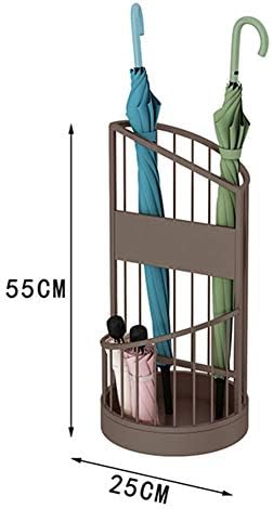 עמדת מטריית Fizdi מתכת ברזל יצוק, תכנון תא, מתלה אחסון מטרייה רב -פונקציונלית/חום/25x55 סמ