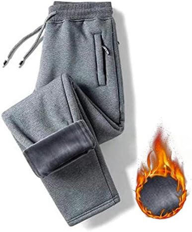 מכנסי טרנינג חורף של LEPSJGC צמר בצבע אחיד מותניים אלסטיים ספורט חם עבה ועבה פלוס מכנסי גברים ללבוש יומיומי