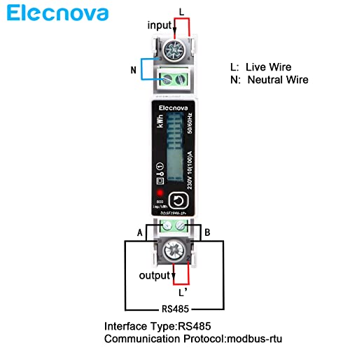 Elecnova DDSF1946-1P+ מד אנרגיה מד אנרגיה רב-שיעור שלב יחיד דיגיטלי, צג שימוש בחשמל AC 230V 10 A מגבר