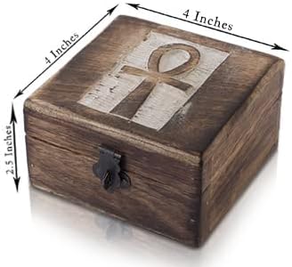 קופסת תכשיטים מעץ דקורטיבית בעבודת יד עם מארגן תכשיטים מגילוף ANKH קופסת מזכרת קופסת מזכרת אוצר