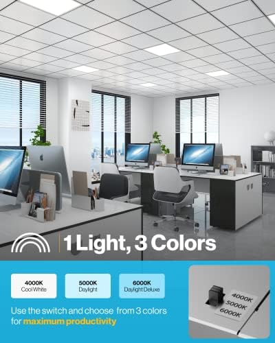 Sunco 10 Pack 2x2 LED LED Flat Light, טמפרטורת צבע הניתנת לבחירה 4000K/5000K/6000K, 40W Dimable