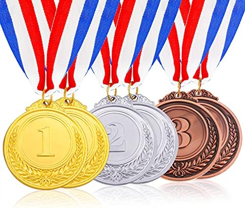 CAYDO 6 חתיכות 2 אינץ 'מדליות לפרסים מדליות זוכה מתכת מדליות פרסי ברונזה מכסף זהב 1 2t