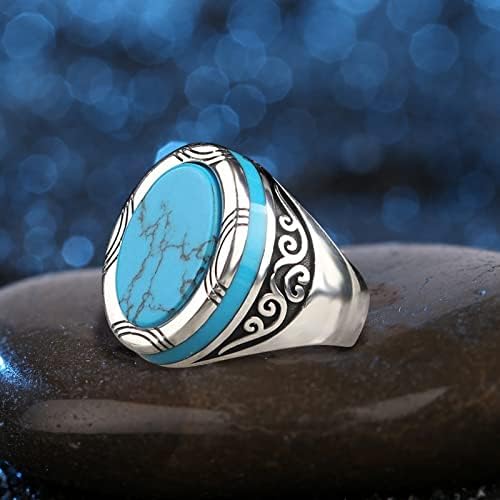 2023 הצהרת בציר פאנק חן טורקיז נשים של טבעת תכשיטי מתנות כדור טבעת