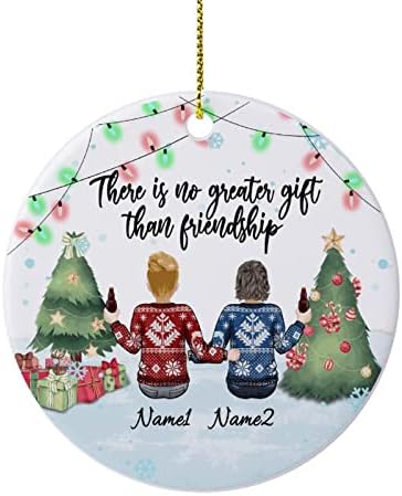ידידות של Ditooms היא המתנה הגדולה ביותר בהתאמה אישית עץ חג המולד קישוטים לתלייה, צביעה מתזה עגול