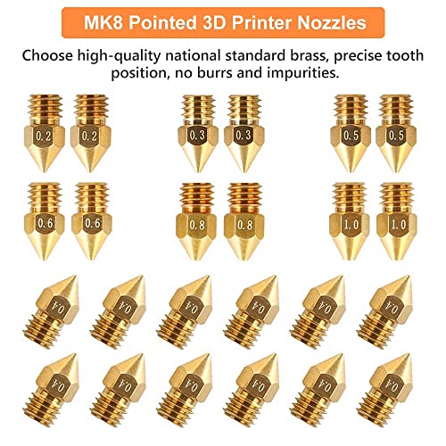 קריאליטי רשמי מק8 אנדר 3 חרירים 24 יחידות 3 מדפסת פליז חרירים מכבש עבור אנדר 3 סדרת קריאליטי קר-10 0.2 ממ, 0.3
